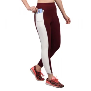 Polyester Solid Ankle length High Waisted Tights (Maroon)