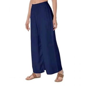Women's Casual Rayon Solid Ankle Length Palazzo (Navy Blue , Free Size)