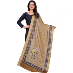 Women's chanderi silk Printed Dupatta (Beige, Length: 2 Mtr)