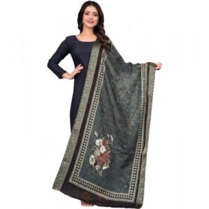 Women's chanderi silk Printed Dupatta (Black, Length: 2 Mtr)