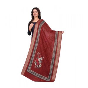 Women's chanderi silk Printed Dupatta (Maroon, Length: 2 Mtr)
