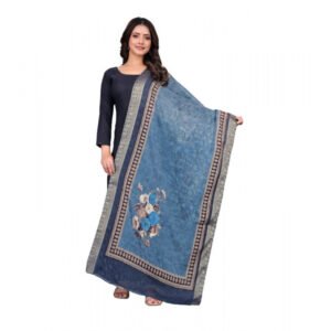 Women's chanderi silk Printed Dupatta (Navy Blue, Length: 2 Mtr)