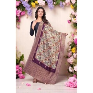 Women's chanderi silk Printed Dupatta (Magenta, Length: 2 Mtr)