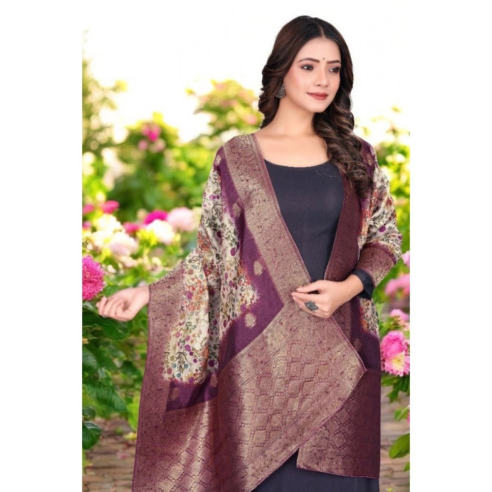 Women's chanderi silk Printed Dupatta (Magenta, Length: 2 Mtr) - Image 5