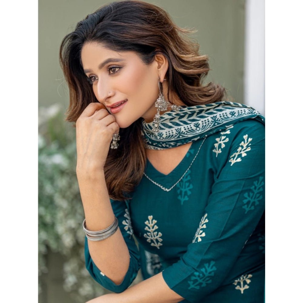 Women's Cotton Blend Printed Kurti With Pant Dupatta Set (Morpichh) - Image 4