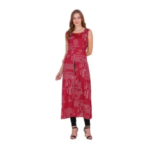 Casual Crepe Sleeveless Slit Dress (Maroon)