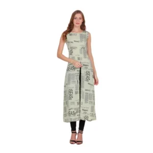 Casual Crepe Sleeveless Slit Dress (Light Green)