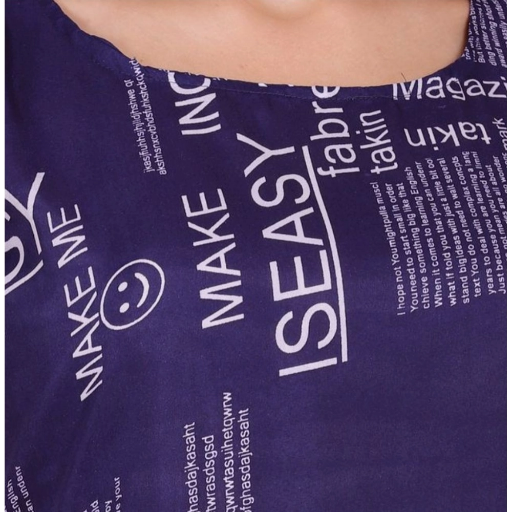 Casual Crepe Sleeveless Slit Dress (Navy Blue) - Image 5