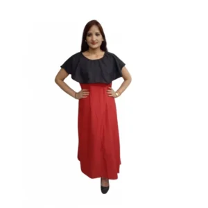 Casual Crepe Cape Sleeve Dress (Black)