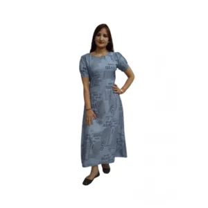 Casual Crepe Half Sleeves Dress (Grey)