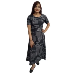 Casual Crepe Half Sleeves Dress (Black)