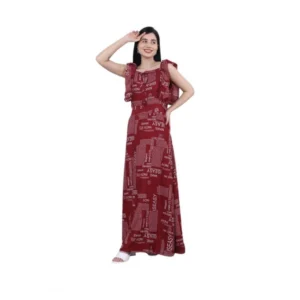 Casual Crepe Sleeveless Dress (Maroon)