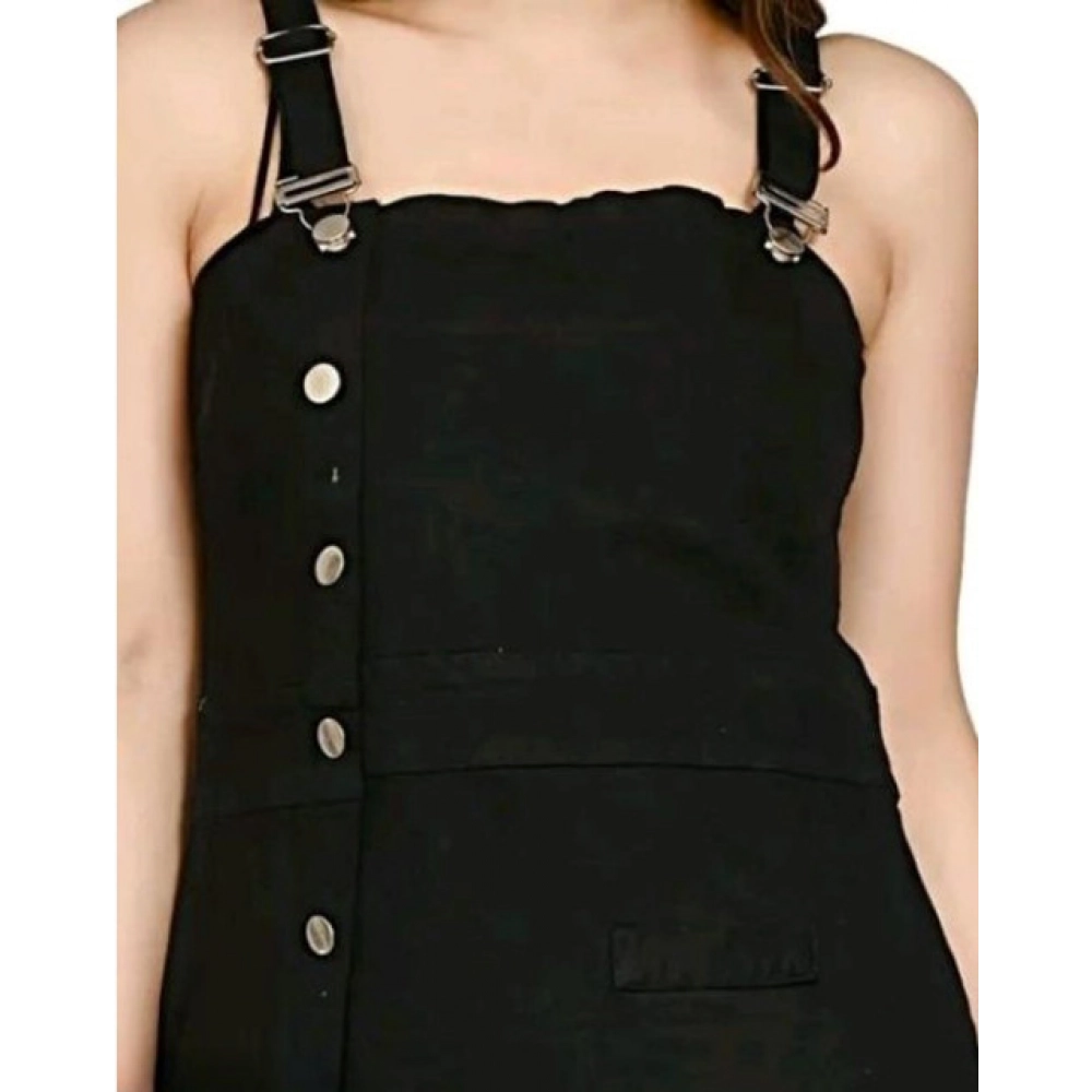 Casual Denim Sleeveless Dress (Black) - Image 4