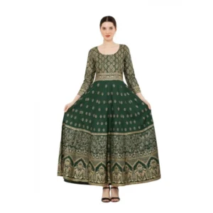 Casual Rayon 3-4th Sleeves Anarkali Kurti (Green)