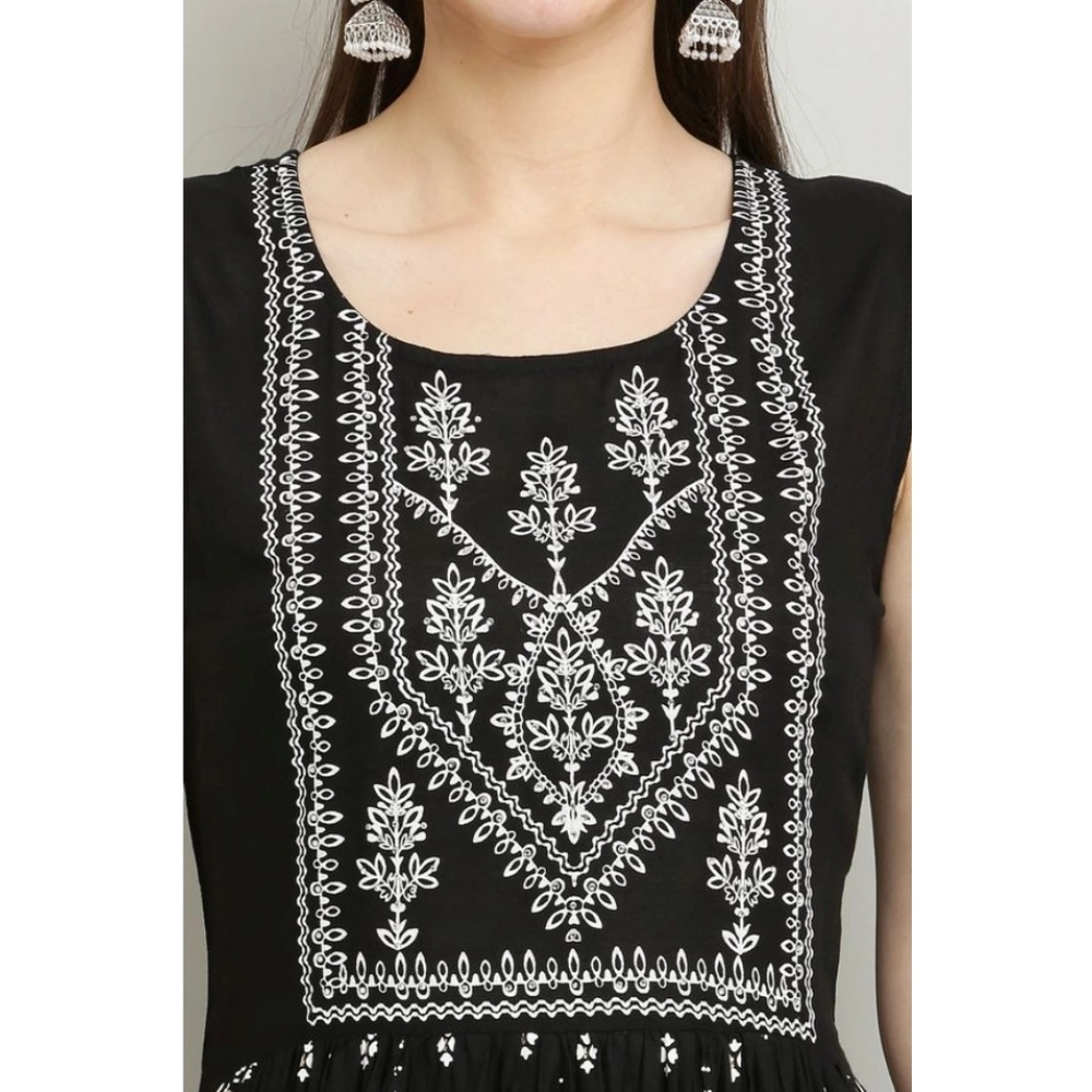Casual Rayon Sleeveless Kurti (Black) - Image 5
