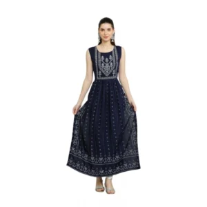 Casual Rayon Sleeveless Kurti (Blue)
