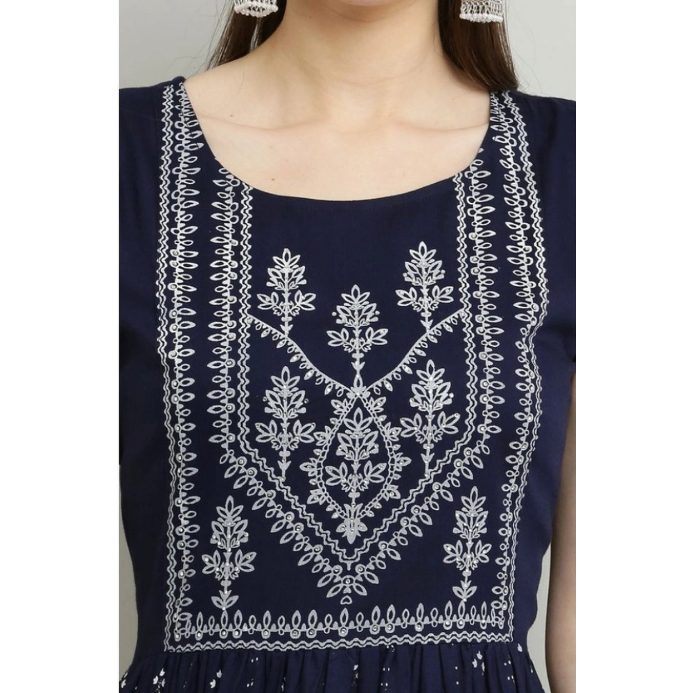 Casual Rayon Sleeveless Kurti (Blue) - Image 5