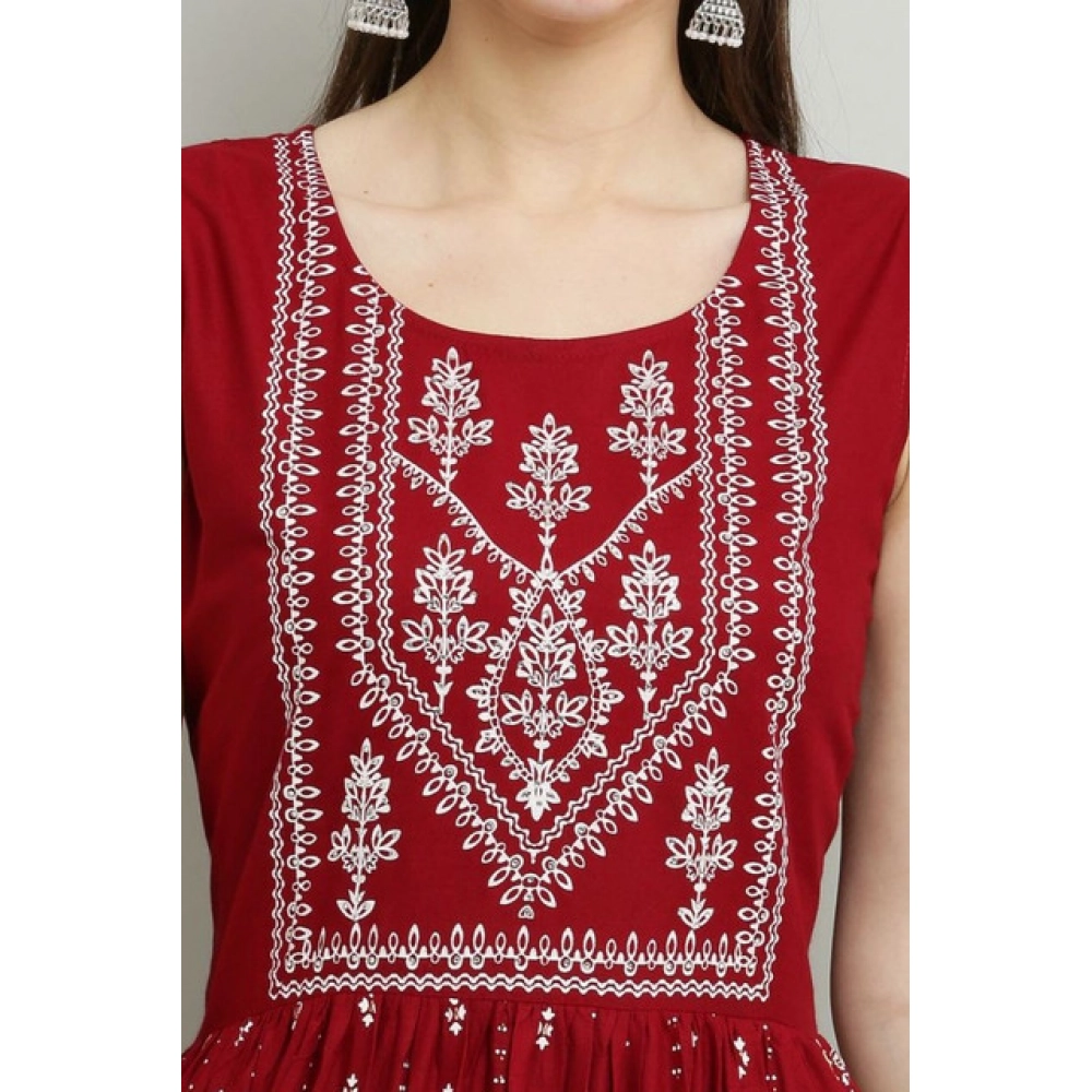Casual Rayon Sleeveless Kurti (Maroon) - Image 5