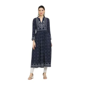 Casual Rayon Full sleeve Kurti (Blue)