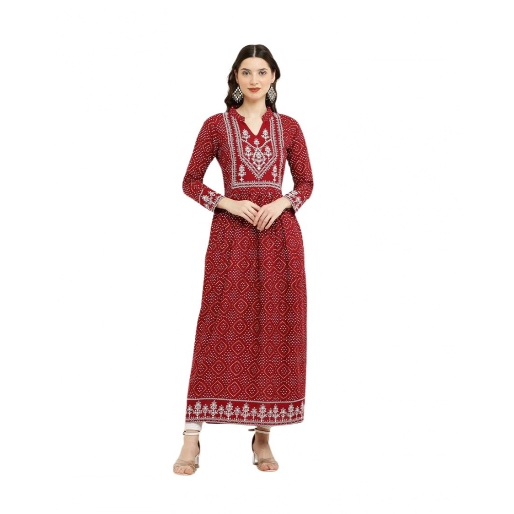Casual Rayon Full sleeve Kurti (Maroon)