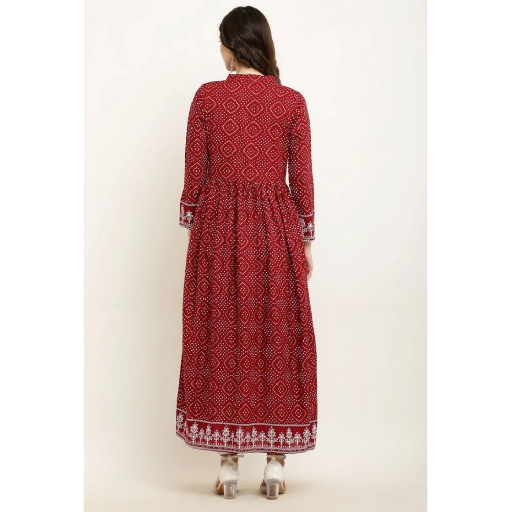 Casual Rayon Full sleeve Kurti (Maroon) - Image 3