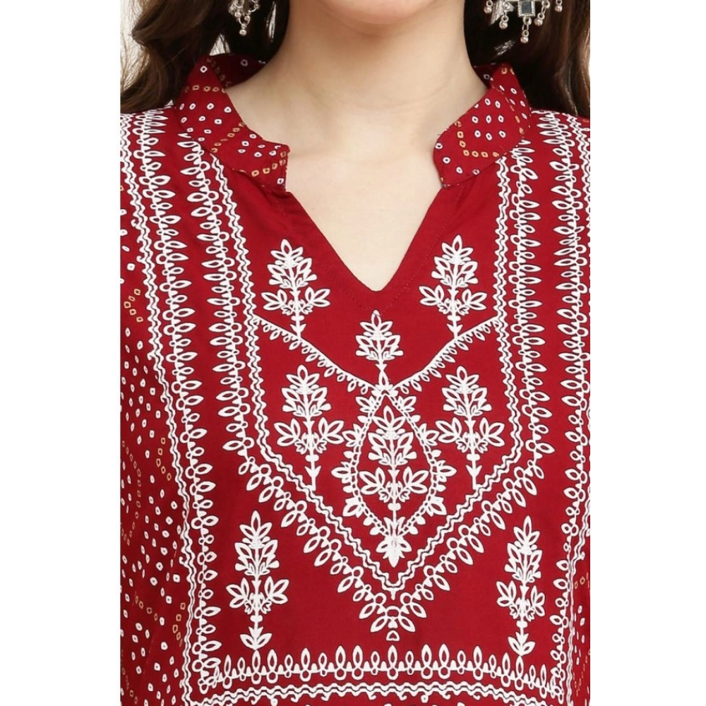 Casual Rayon Full sleeve Kurti (Maroon) - Image 5