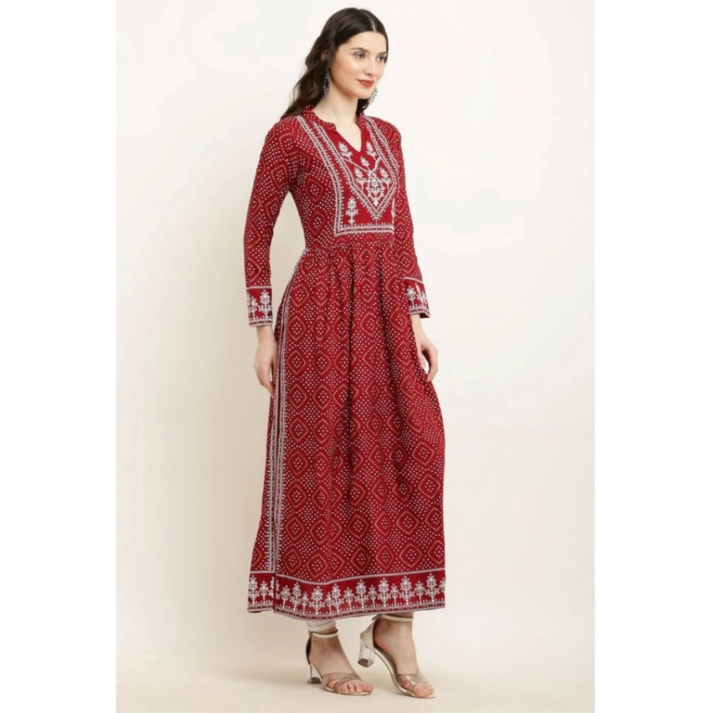 Casual Rayon Full sleeve Kurti (Maroon) - Image 4