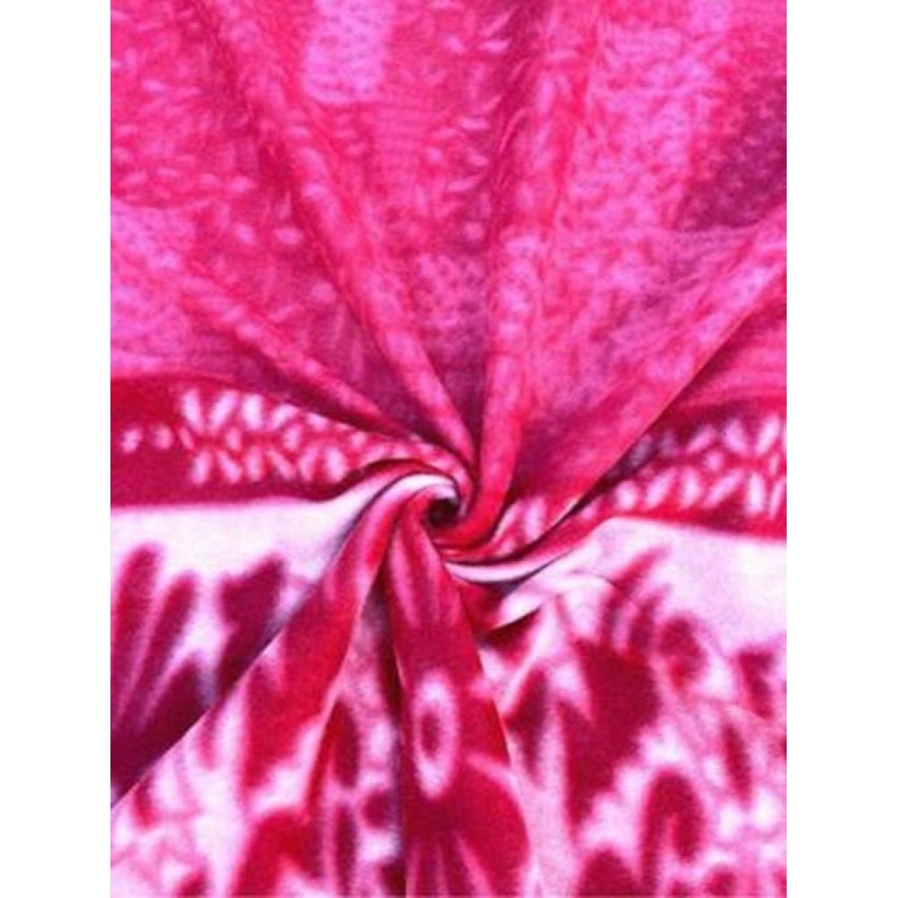 Fleece Floral Printed Double Polar Warm Bedsheet with 2 Pillow Cover (Pink) - Image 3