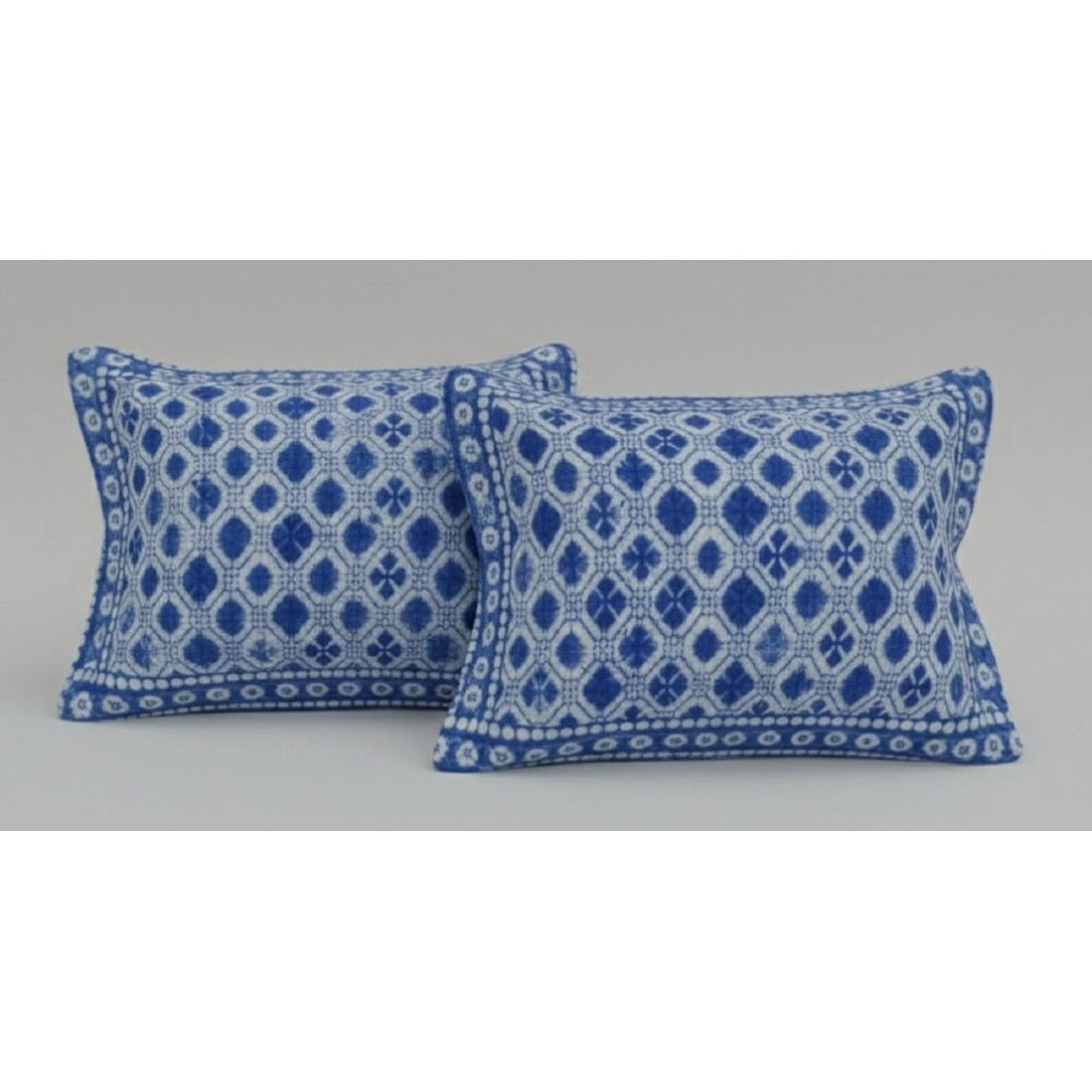 Fleece Geometric Double Polar Warm Bedsheet with 2 Pillow Cover (Blue) - Image 3