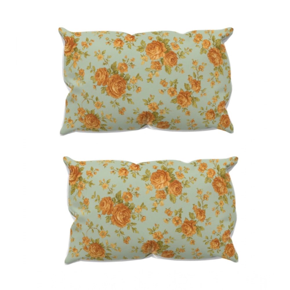 Microfiber Floral Printed Double Bedsheet with 2 Pillow Covers (Beige) - Image 3