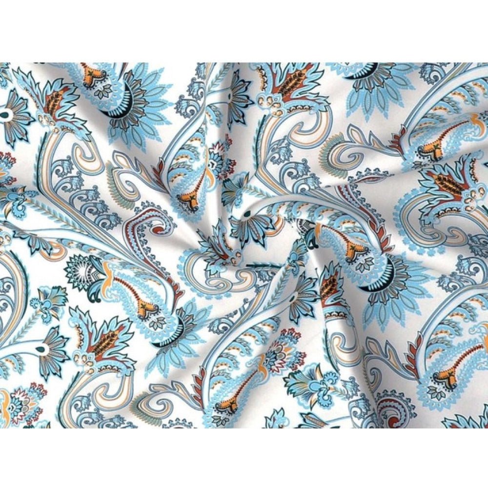Cotton Blend Floral Printed Double Bedsheet with 2 Pillow Covers (White) - Image 2