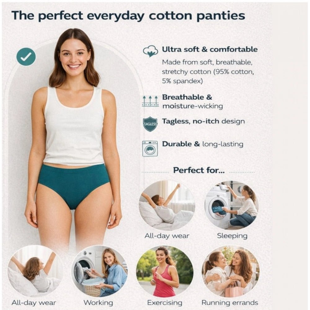 Pack of_3 Women's Cotton Solid Hipster Panty (Multicolor) - Image 4