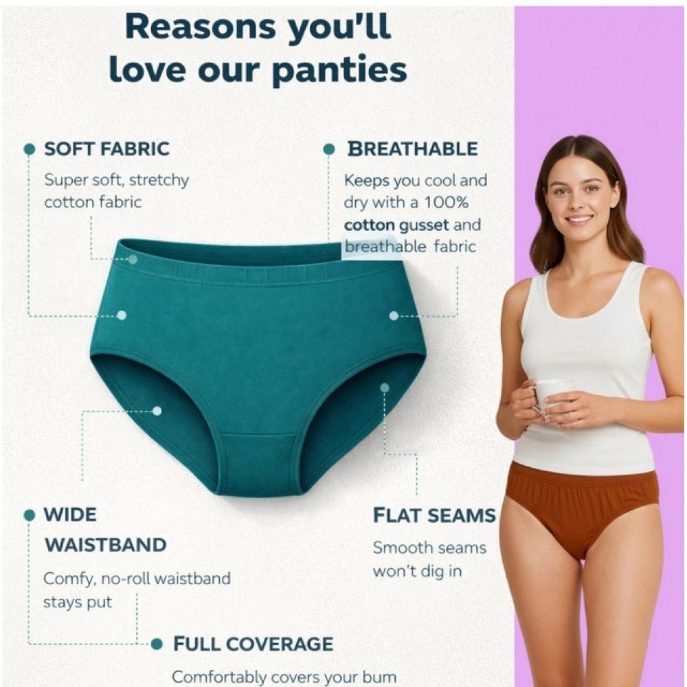Pack of_3 Women's Cotton Solid Hipster Panty (Multicolor) - Image 3