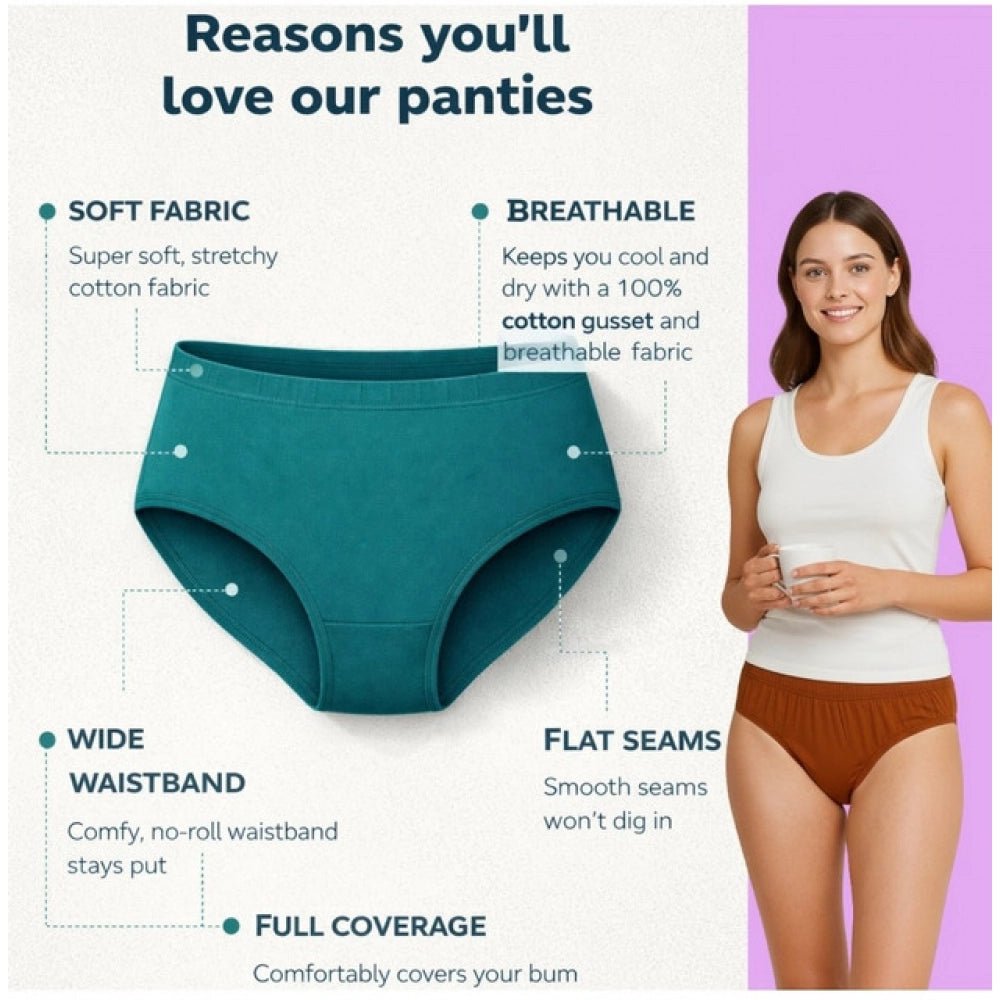 Pack of_6 Women's Cotton Solid Hipster Panty (Multicolor) - Image 2