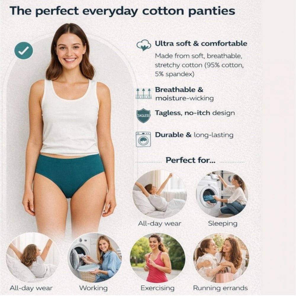 Pack of_6 Women's Cotton Solid Hipster Panty (Multicolor) - Image 3