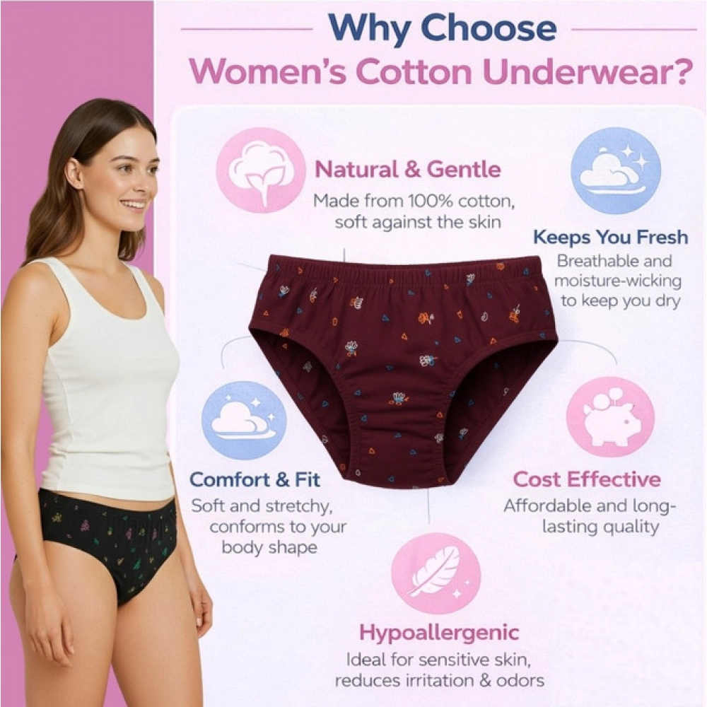 Pack of_6 Women's Cotton Printed Hipster Panty (Multicolor) - Image 3