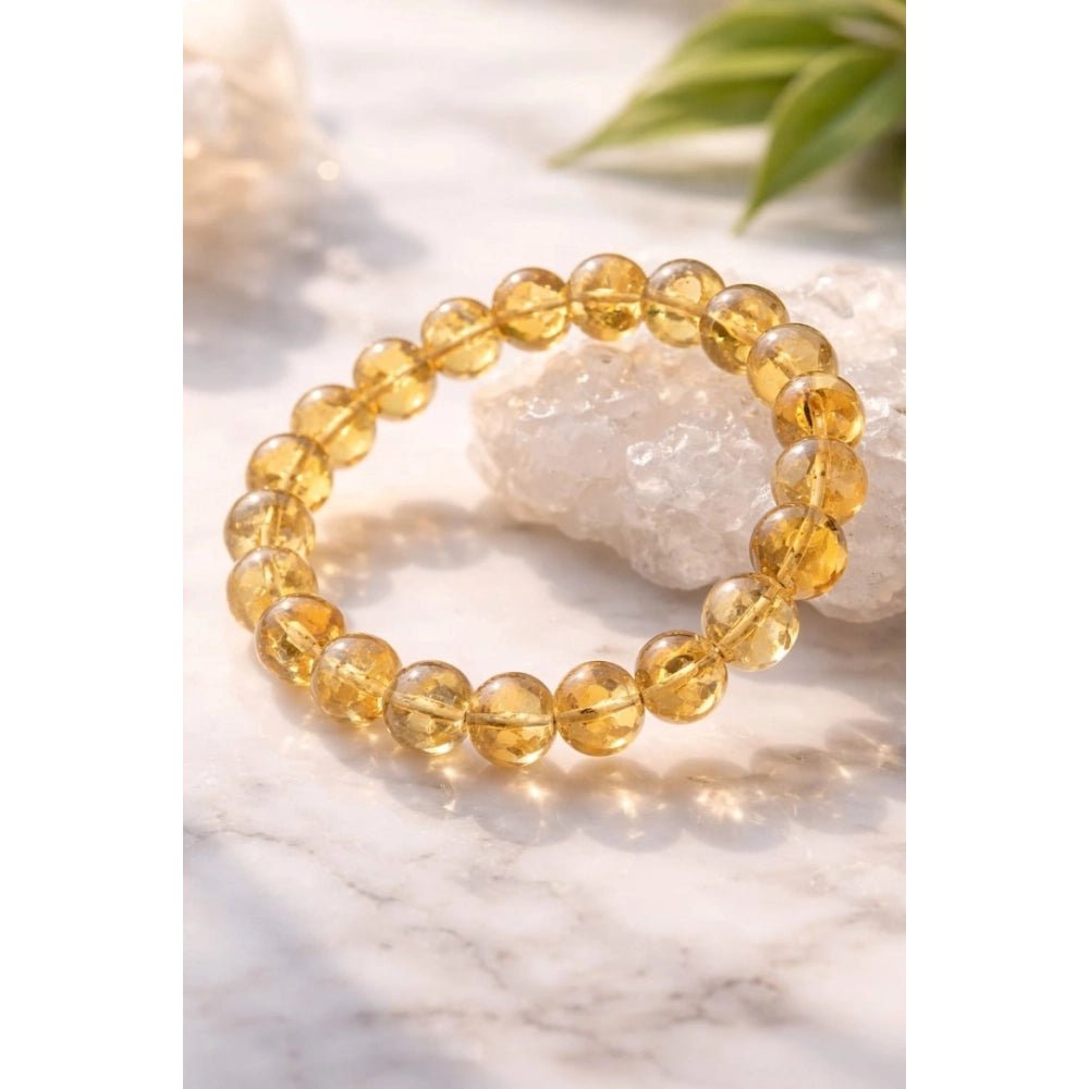 Natural Crystal 8mm Citrine Bracelet (Yellow) - Image 2