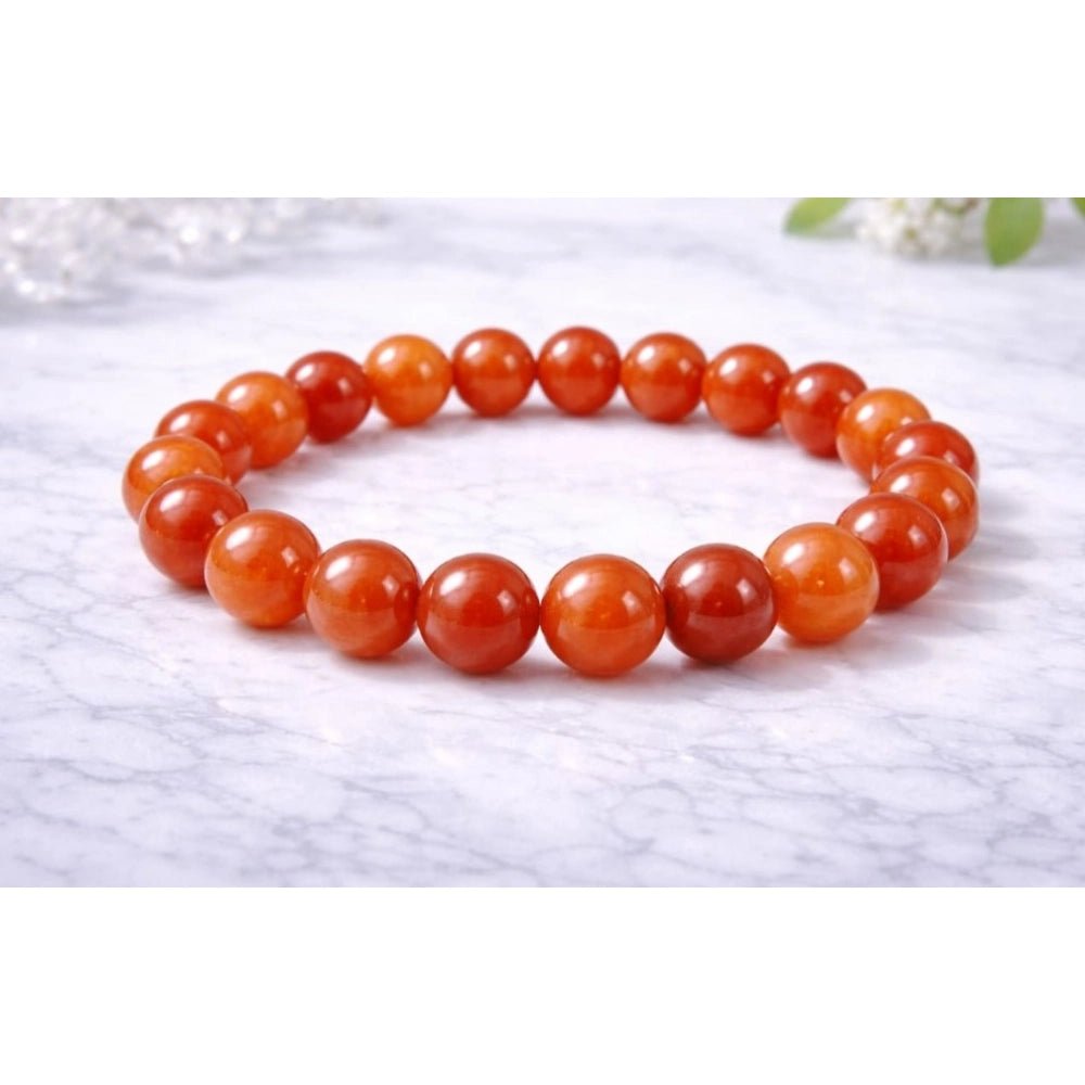 Natural Crystal 8mm Carnelian Bracelet (Red) - Image 2