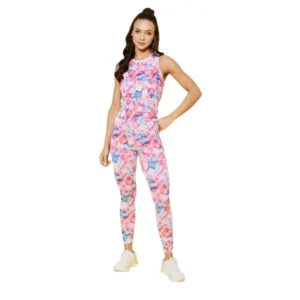 Polyester Lycra Printed Sleeveless Active Wear (Multicolor)