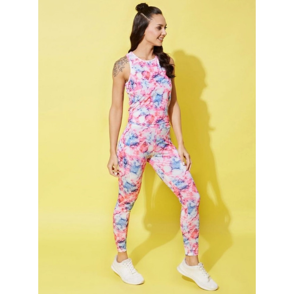 Polyester Lycra Printed Sleeveless Active Wear (Multicolor) - Image 3