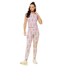 Polyester Lycra Printed Sleeveless Active Wear (Multicolor)