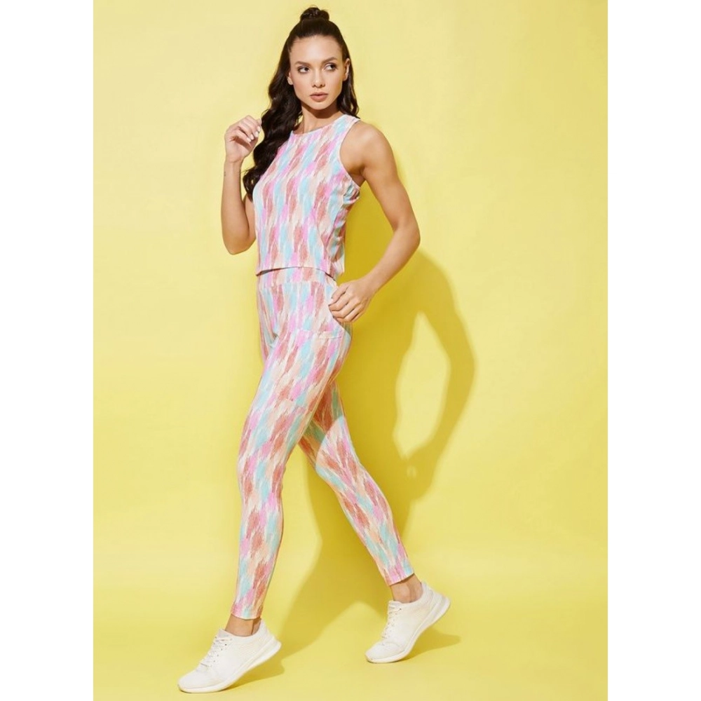 Polyester Lycra Printed Sleeveless Active Wear (Multicolor) - Image 2