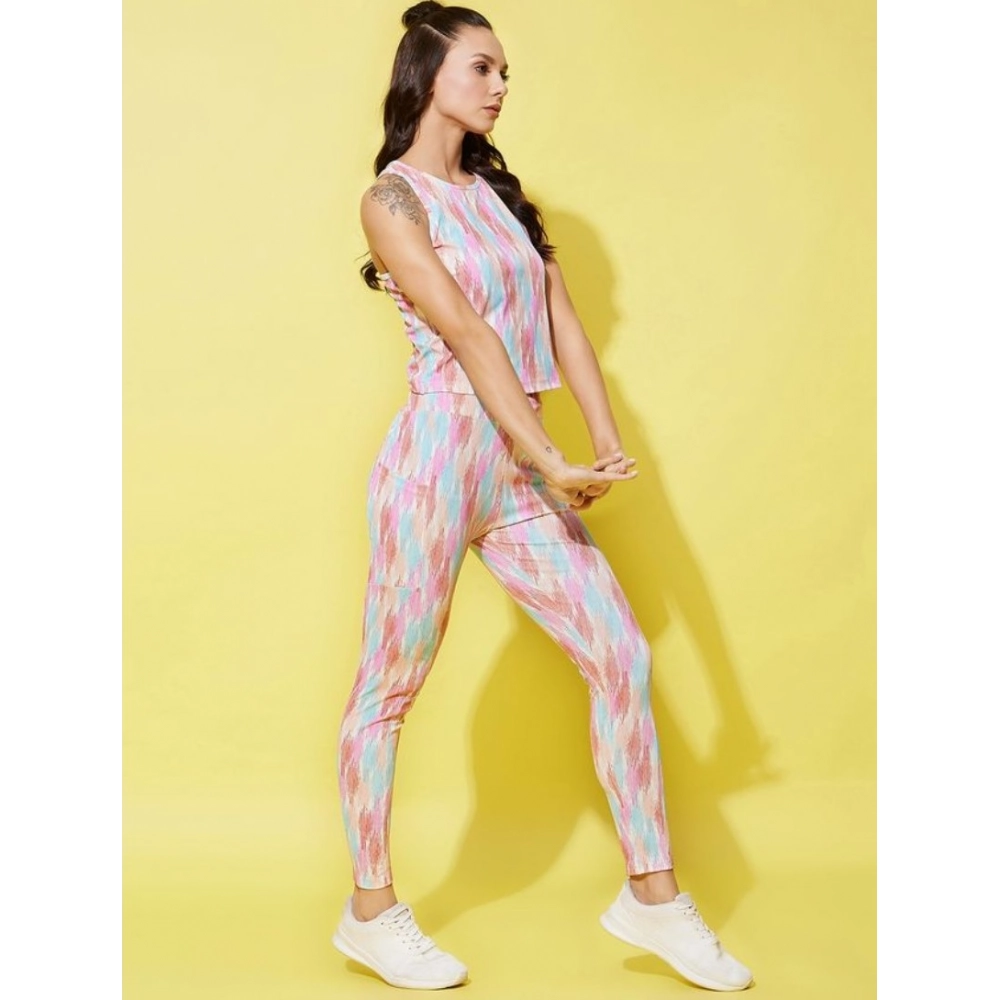 Polyester Lycra Printed Sleeveless Active Wear (Multicolor) - Image 3