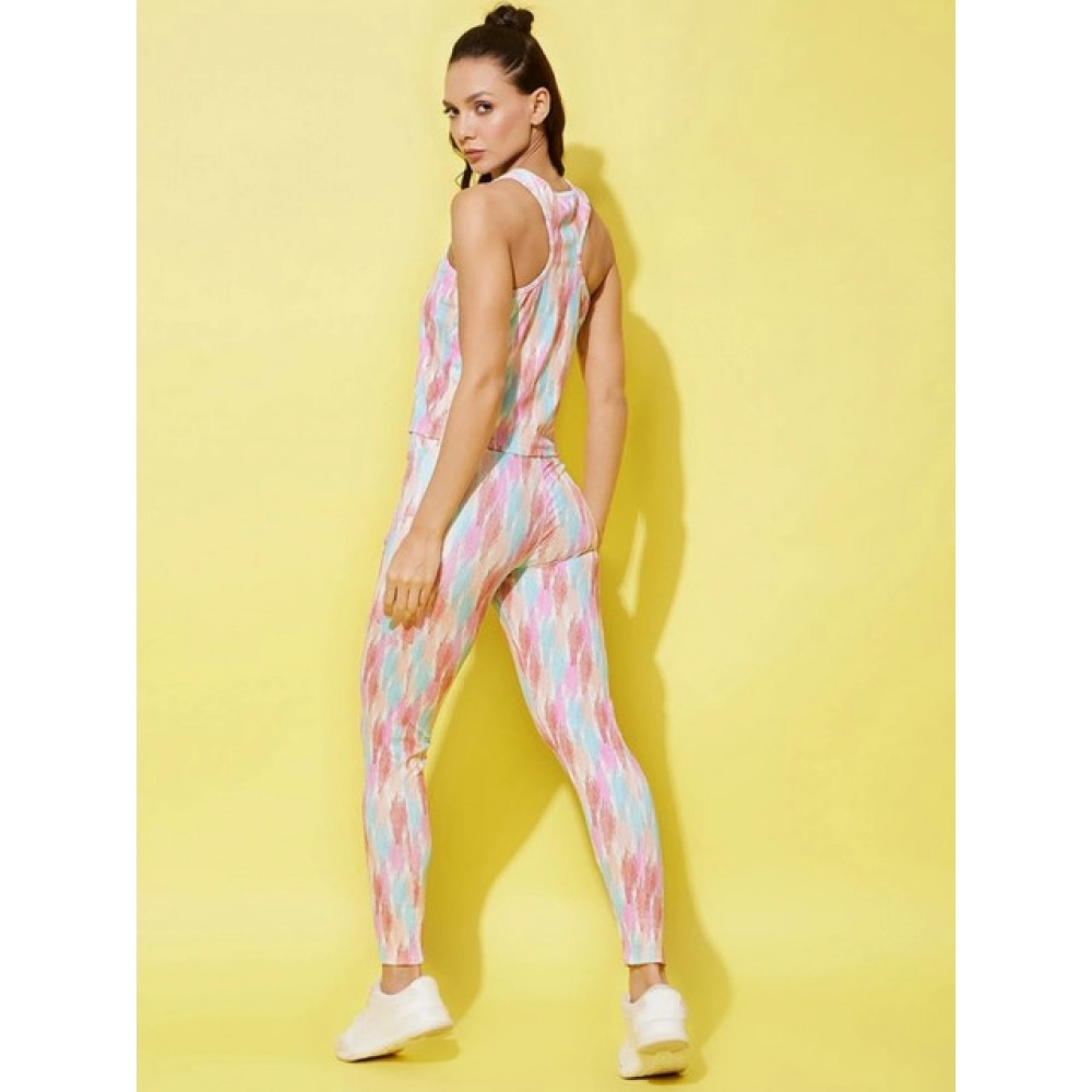 Polyester Lycra Printed Sleeveless Active Wear (Multicolor) - Image 5