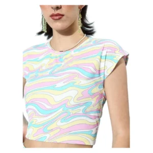 Polyester Lycra Printed Cap Sleeve Co-Ord Set (Multicolor)