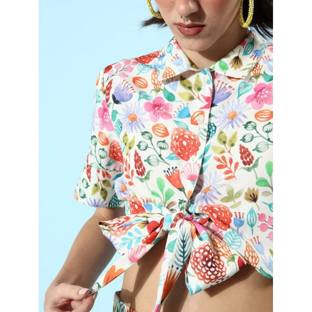 Polyester Floral Short Sleeve Co-Ord Set (Multicolor) - Image 5