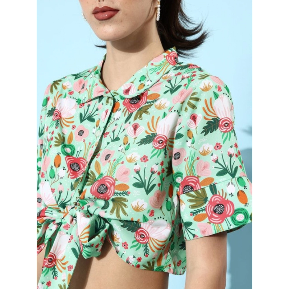 Polyester Floral Short Sleeve Co-Ord Set (Multicolor) - Image 2