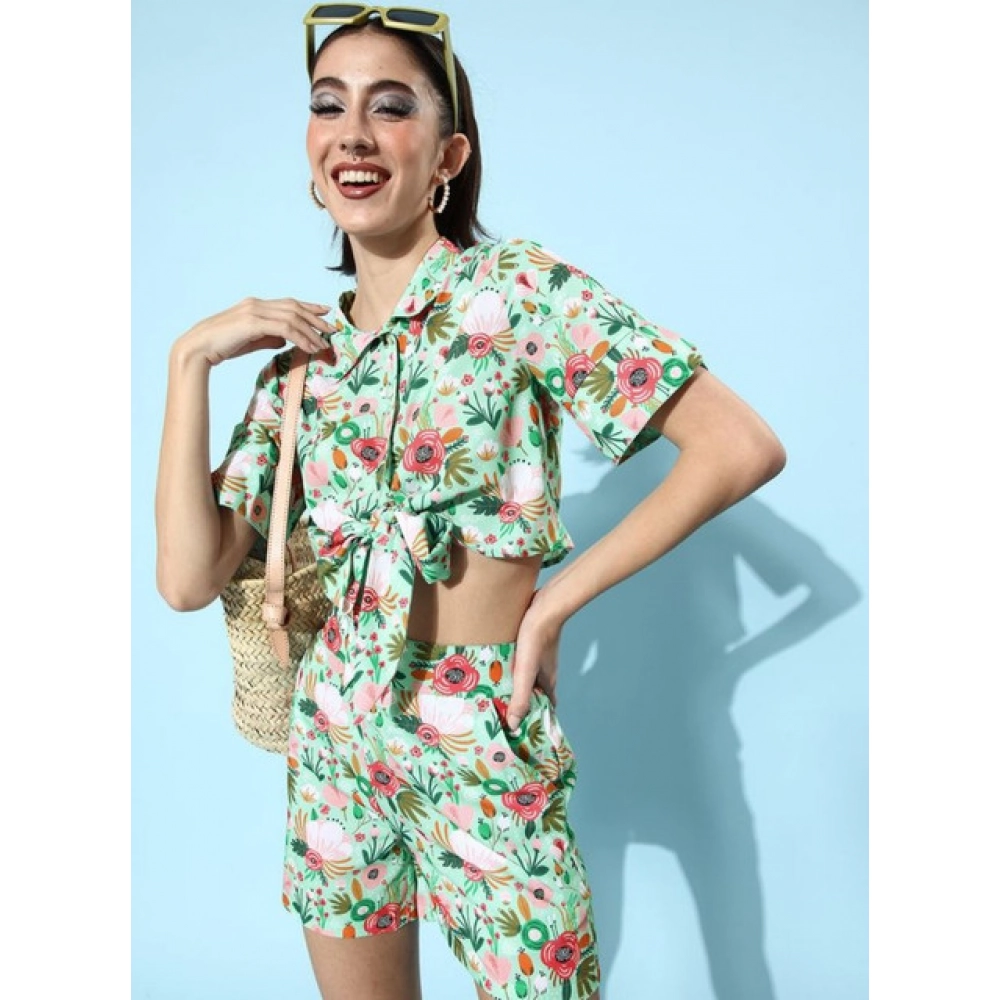 Polyester Floral Short Sleeve Co-Ord Set (Multicolor) - Image 3