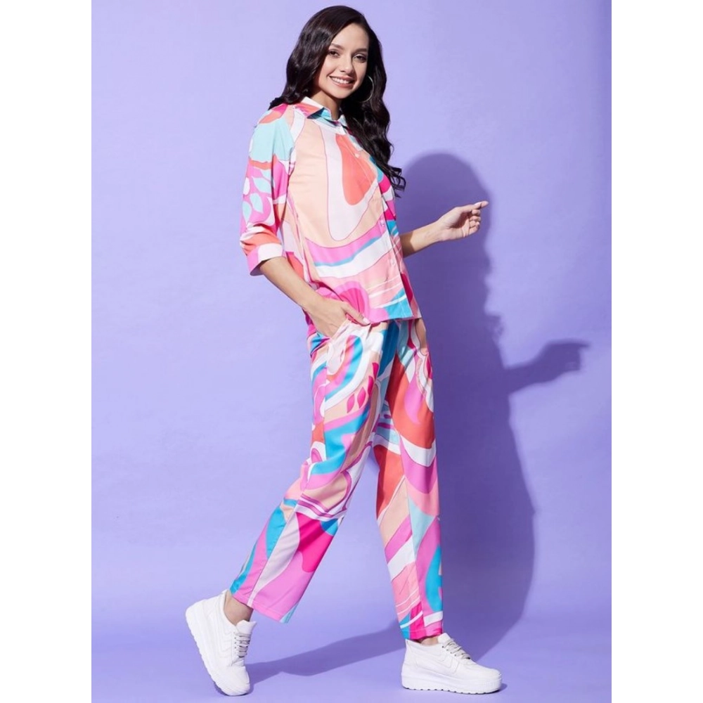 Polyester Printed 3-4th Sleeve Co-Ord Set (Multicolor) - Image 5