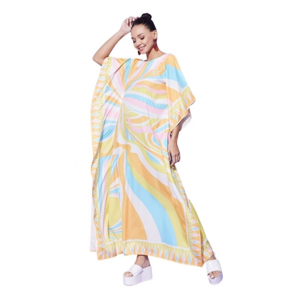 Satin Colour Blocking Kaftan Dress (Multicolor)